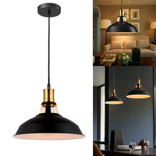 Vintage Pendant Ceiling Light Industrial Metal Black Shade Hanging Retro Lamp UK