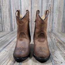 Smoky Mountain Western Cowboy Boots Leather Brown Youth Unisex Size 4 Farm Ranch
