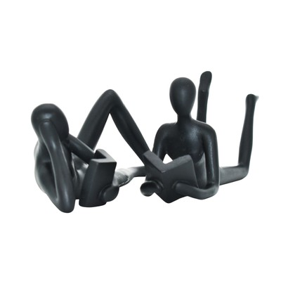 Adam & Friends Man & Woman Leisure Readers Sculpture | Black