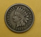 1863 Indian Head Cent Penny, Civil War Date, Choice VF+
