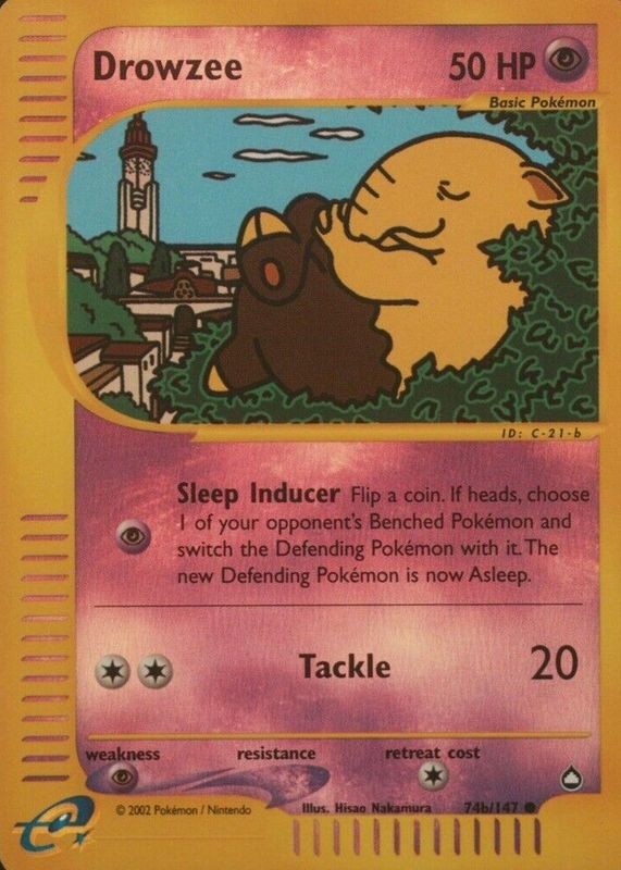 Drowzee - 74b/147 - Pokemon Aquapolis Reverse Holo Rare Card LP