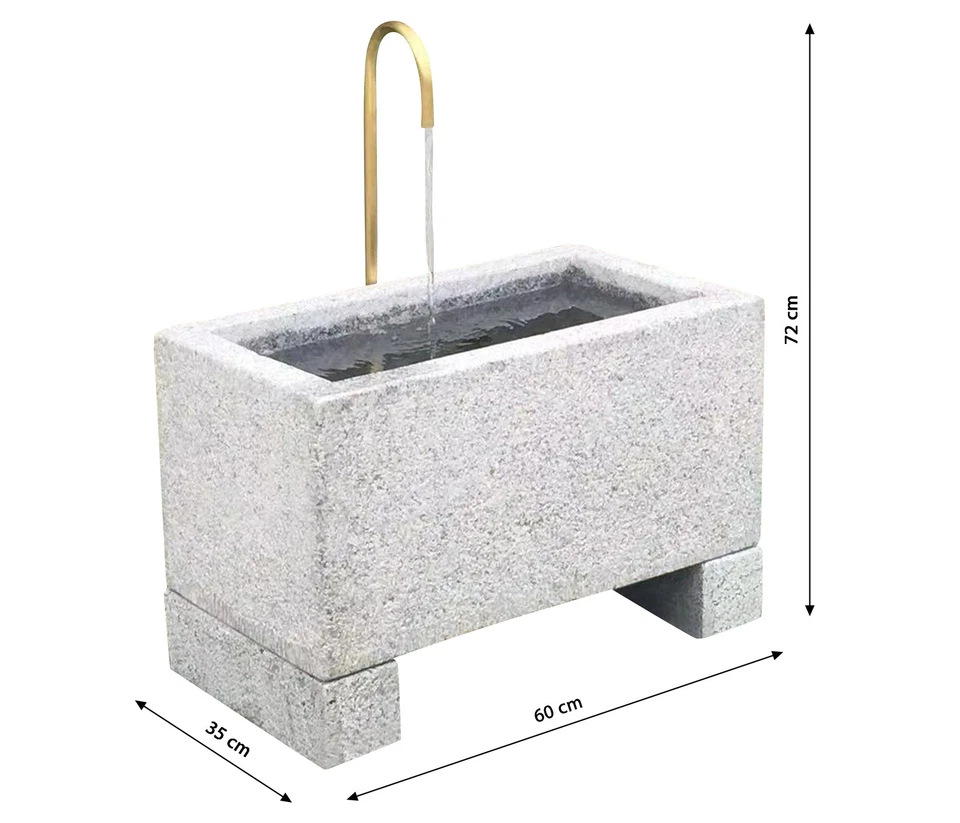 Gartenbrunnen Salzburg mit Wasserhahn aus Granit/Metall 60 x 72 x 35 cm, Dehner - Bild 3 von 4