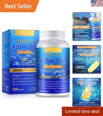 Omega 3 Fish Oil Supplements - 120 Softgels with EPA & DHA for Vitality