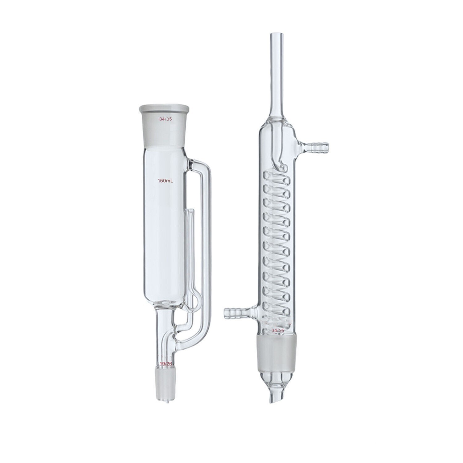 150ml 19/26 Glass Soxhlet Extractor Body W/ Graham Coil Condenser Lab ...