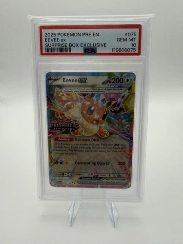 Pokemon Prismatic Evolutions Eevee EX 075/131 Surprise Box Exclusive  💎PSA 10💎