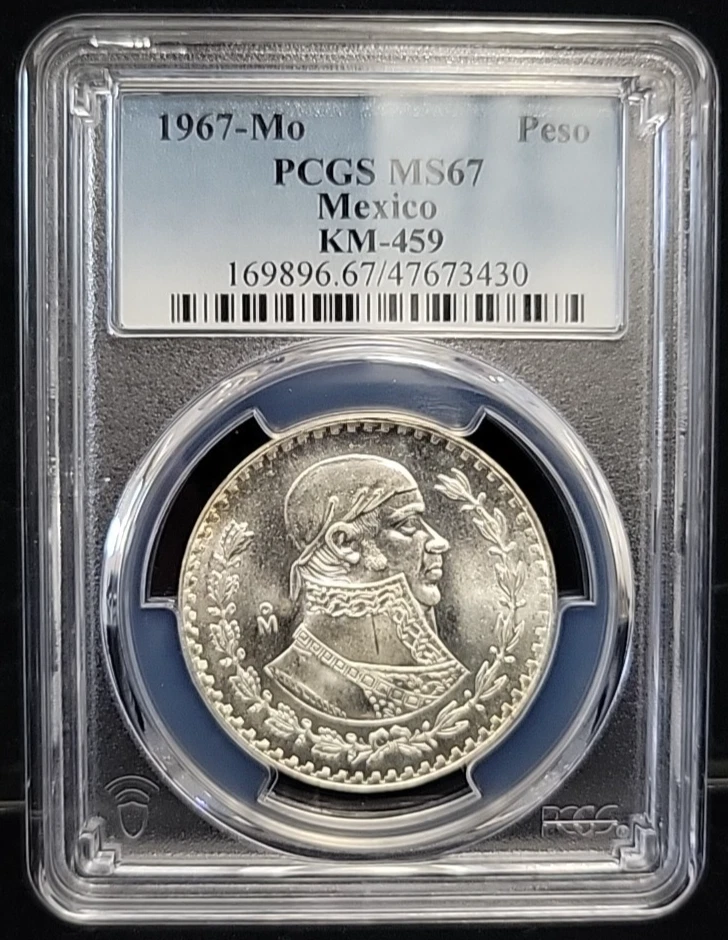 メキシコ　1ペソ　1967 【PCGS MS65】　世界　⑨ メキシコ 1ペソ 1967 【PCGS MS65】 世界コイン ⑨