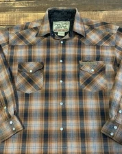 Jesse James Workwear West Coast Choppers Pearl Snap Flannel Shirt Mens L