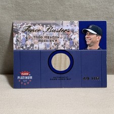 2002 Fleer Platinum Todd Helton "Fence Busters - 49HR" Game Used Bat Relic