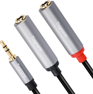 3.5Mm TRS to Dual 6.35Mm Stereo Y Splitter. 1/8 Inch Male to 2X 1/4 Inch Mono Fe