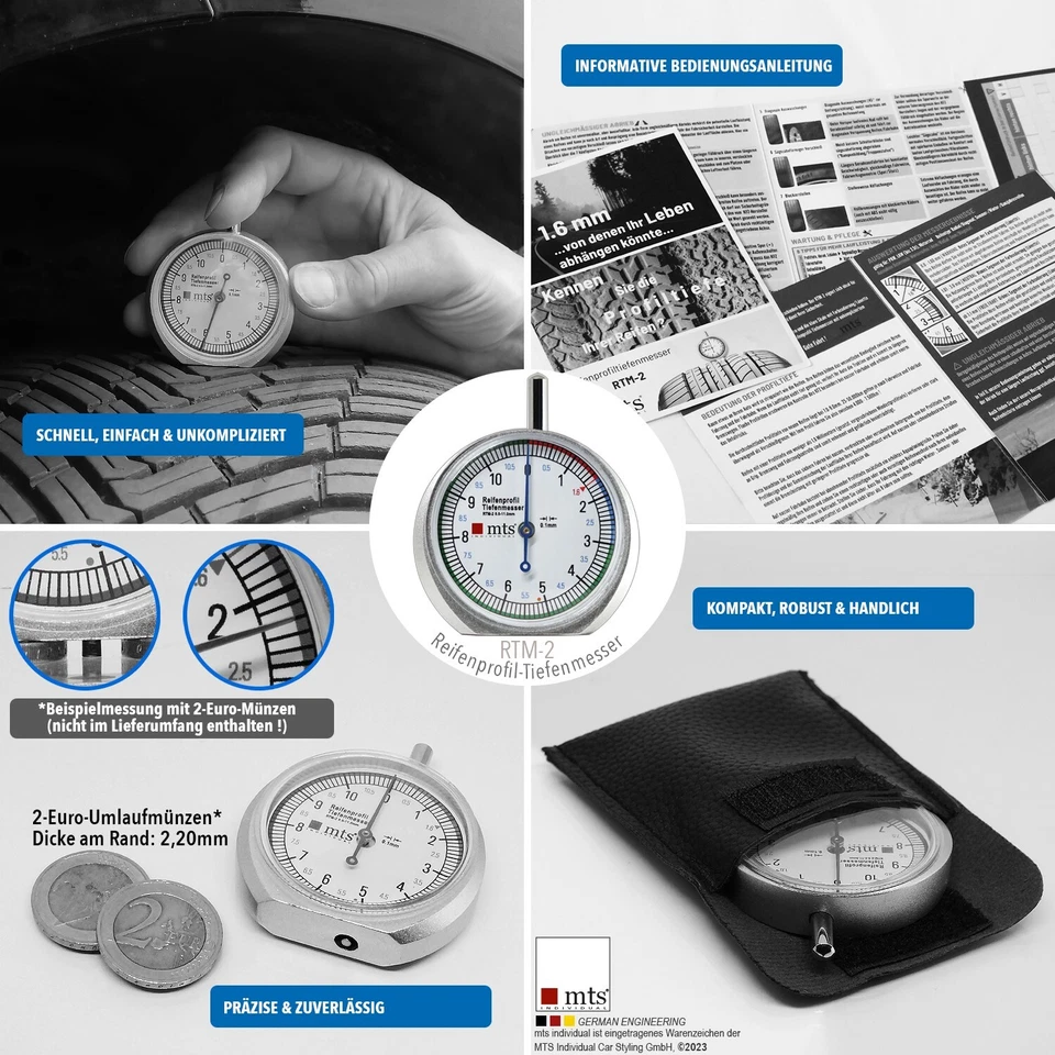 RTM-2 Reifenprofil Tiefenmesser Reifen Profil Messer PKW Motorrad Profiltiefe - Bild 3 von 3
