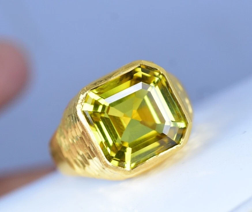 Natürlich Gelbe Saphir 925 Sterlingsilber Ring Hammer Design Certified Für Men - Bild 4 von 4