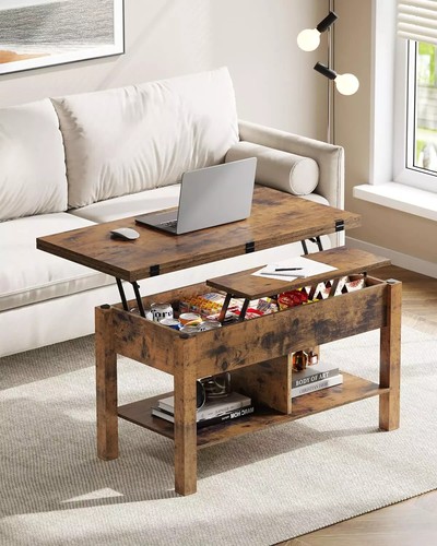 Coffee Table Height Adjustable 3-in-1 Multifunction Living Room Table Furniture Living - Picture 6 of 7