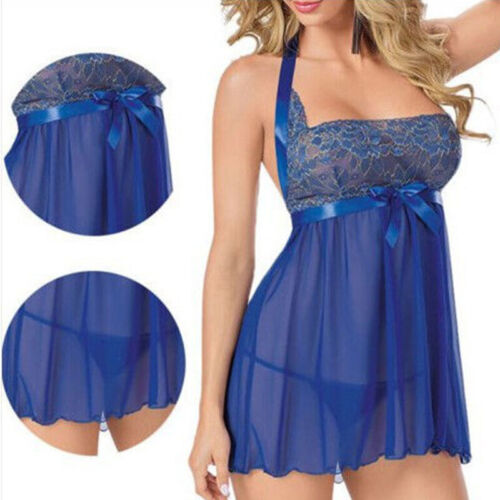 Seksowna bielizna damska koronka przez bieliznę babydoll sukienka nocna § æ - Zdjęcie 4 z 13