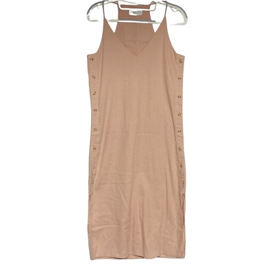 Linen Lux Women Small Little Pink Side Button Detail Long Modest