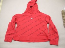 Air Jordan Size 12-13 YRS Girl Red Cotton Blend Fleece Lined Athletic Hoodie 853