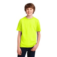 Bulk Lot of 10 Gildan Youth 50/50 6 oz. T-Shirt Safety Green Size Large