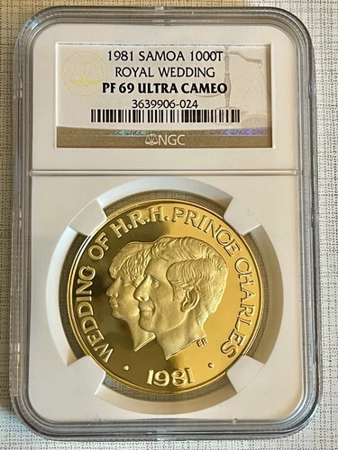 Samoa 1981 Royal Wedding 1000 Tala Gold Coin NGC PF69 ULTRA CAMEO Sku# 1337