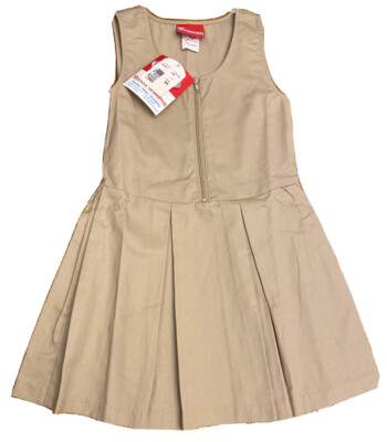 Classroom Uniforms Girls Dress 54441 Khaki Jumper Pleated Zip