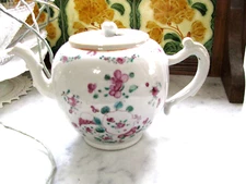 Awesme Antique Sprig Ware Teapot w/Orange Luster