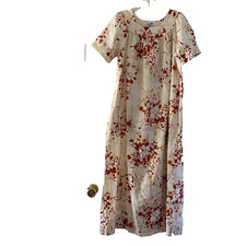 sears house dress size Small ivory cotton floral short sleeve vintage