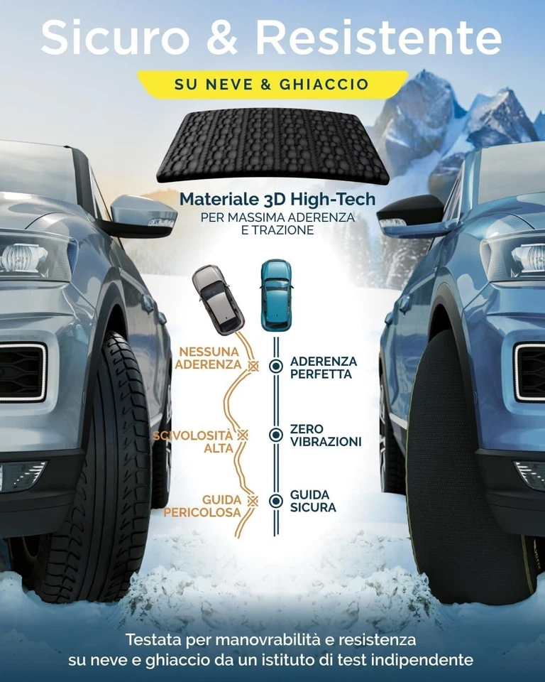 Calze da Neve Omologate Italia EN 16662-1 Due Catene da Neve in Tessuto per Auto - Immagine 3 di 4