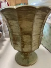 Haeger Pottery USA Planter Vase Pedestal Urn Green with Gold Distressing