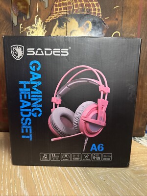 SADES A6 Gaming Headset Padded Adjustable 7.1 Surround Sound USB Gamer Pink NEW