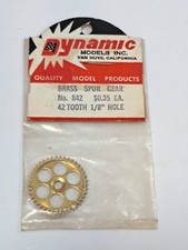 Vintage Slot Car Gear 1/32 1/24 Dynamic Models Inc 842 Brass Spur 42 Tooth 1/8"