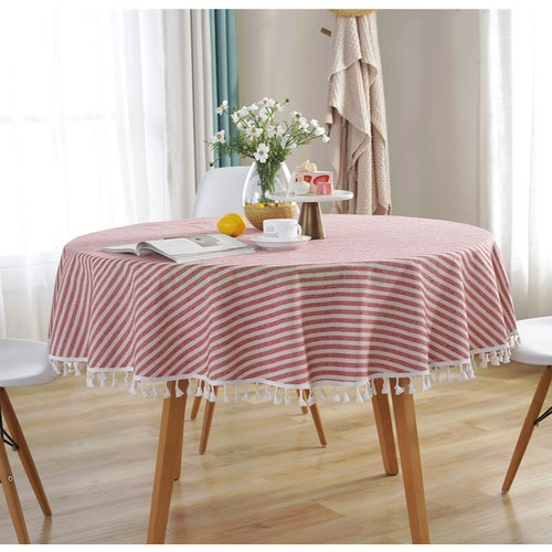 Stripes Circle Table Cloth Tassels Round Tablecloth Living Room Home Decor NEW - Picture 11 of 13