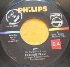 FRANKIE VALLIE IVY / THE PROUD ONE 45RPM 7" JUKEBOX RECORD G+ PHILIPS