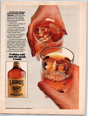 Laird's Applejack Whiskey Smooth Cheers - 1987 Vintage Print Ad Ephemera