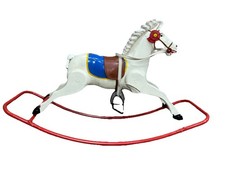 Tri-ang Rocking Horse Metal Frame Vintage Wooden Legs Ride On Uk Needs TLC