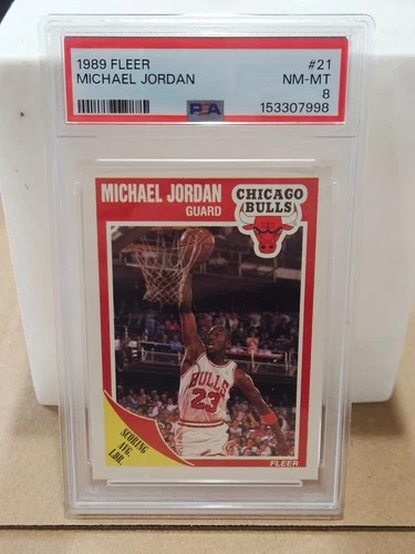1989 Fleer Michael Jordan Chicago Bulls 21 Near Mint Mint PSA 8