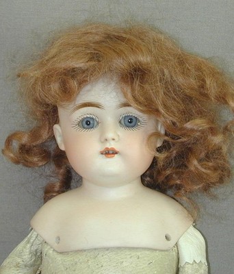 Antique German Bisque Head Doll #3 Kid Leather Body Glass Sleep Eyes Open Mouth