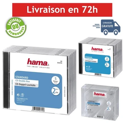 Hama Boîtier CD Standard Double 25 pièces Noir pour 2 CD/DVD/Blu-Ray - Photo 1/4