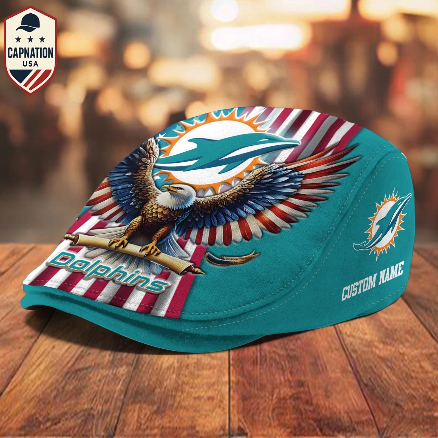 Miami-Dolphins Jeff Cap Newsboy Cap Driving Cap Flat Cap Golf Cap For Men