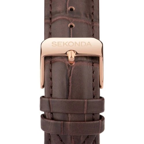 Sekonda Armstrong Moonphase Watch With Brown Leather Strap and Rose Gold Case