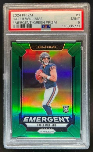 2024 Prizm Caleb Williams Emergent RC Green Rookie #1 Bears PSA 9