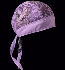 LADIES LET RIDE HEART PURPLE HEAD WRAP  