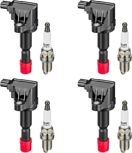 4 Pack For 2006-2008 Honda Fit 1.5L L4 Ignition Coils and Spark Plugs UF581