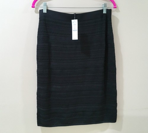 White House Black Market Pencil Skirt Knit Black Womens Size M New NWT - 第 1/5 張圖片