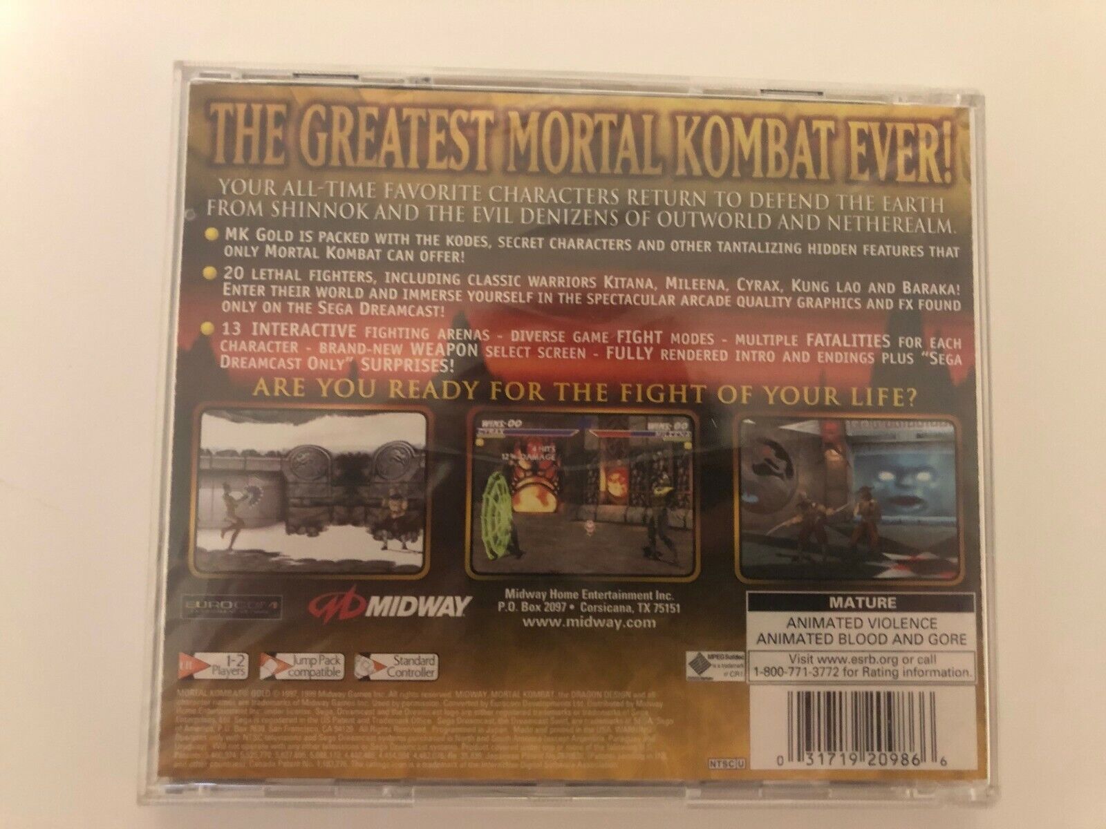 Mortal Kombat Gold (Dreamcast) Arcade as Sektor 