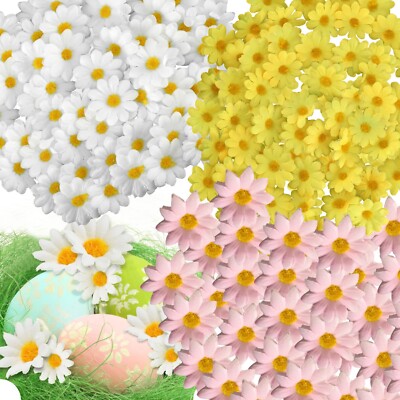 48 Stück Künstlicher Stoff Gänseblümchen Blumen Ostern Haube Basteln Dekoration 4,7 cm