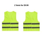 2 Neon Security Safety Vest w/ High Visibility Reflective Stripes Yellow