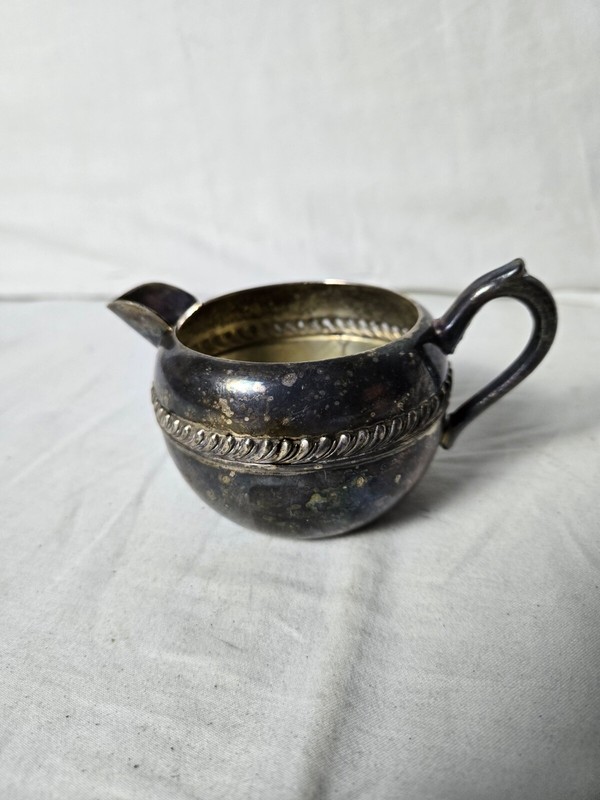 Vintage 1883 F. B. Rogers Silver Co. Copper Silver Plated Sugar & Creamer