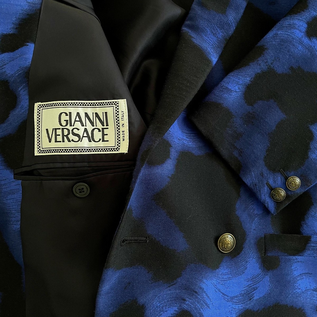 【高級】Gianni Versace スーツ ダブル 6B 紺 3ピース GIANNI VERSACE wool double-breasted blazer size 48 from F/W 1992