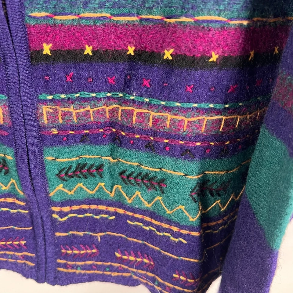 Chaqueta Abrigo Koret 100% Lana Manta Cremallera Mujer Talla L Púrpura/Turquesa Occidental Foto 3 de 4