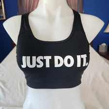 Nike Pro Classic Swoosh Bra Women's M Cooling Just Do It  Black Green Padded