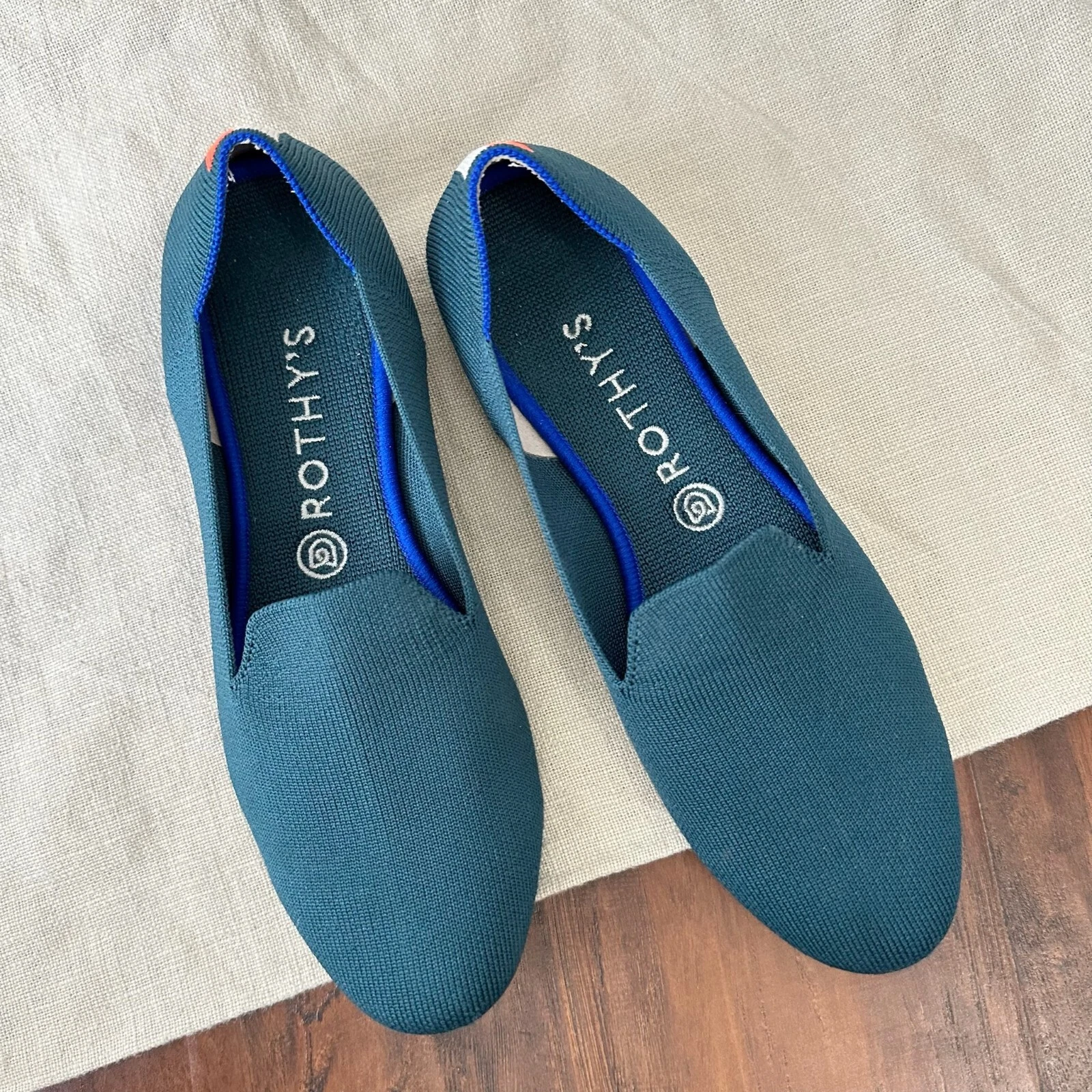 ROTHY'S Ballet Flats Womens US 9.5 Neon Stripe Bottle Blue Round Toe RETIRED