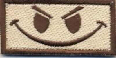 EVIL SMILEY FSS FLIGHT SUIT SLEEVE DESERT HOOK & LOOP EMBROIDERED PATCH
